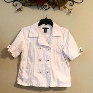 Apostrophe white short sleeve jacket shirt